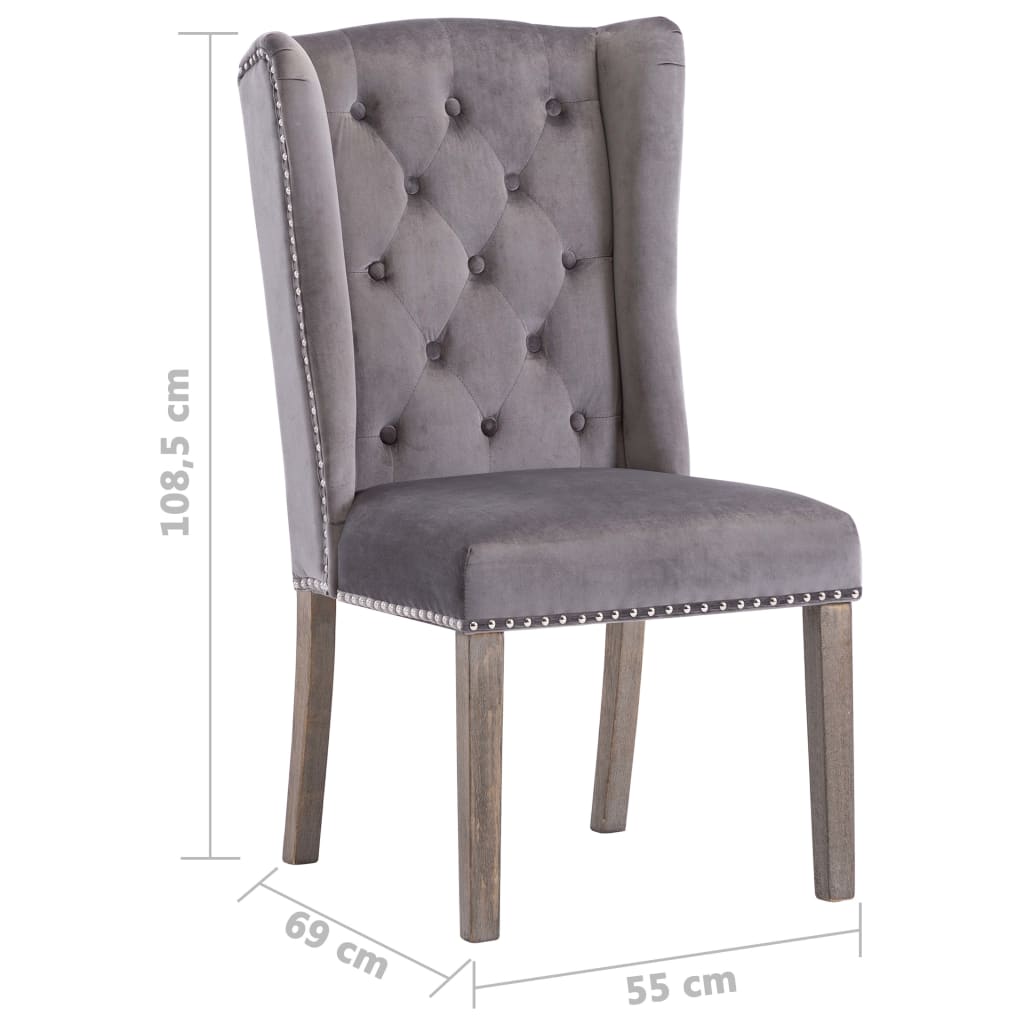 Dining Chairs 6 pcs Grey Velvet