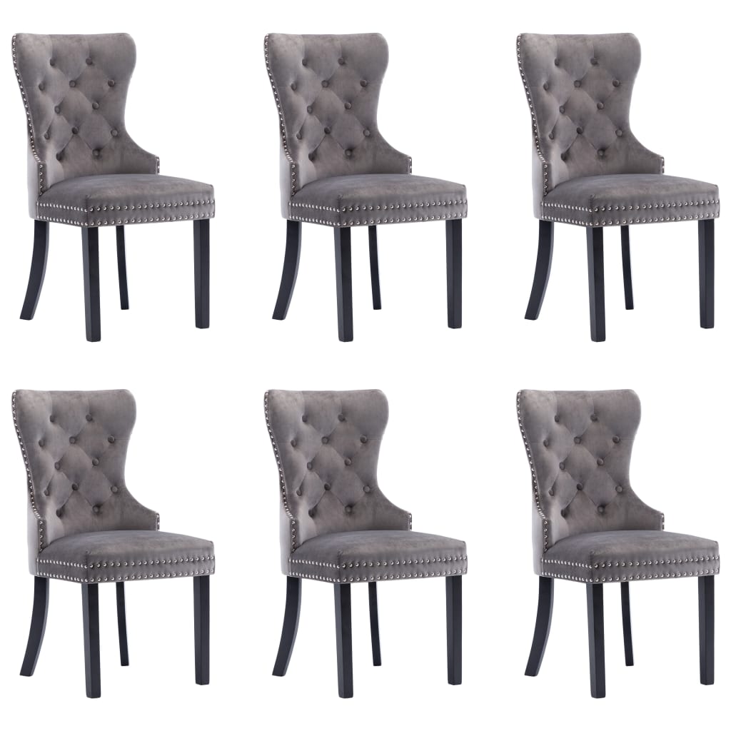 Dining Chairs 6 pcs Grey Velvet