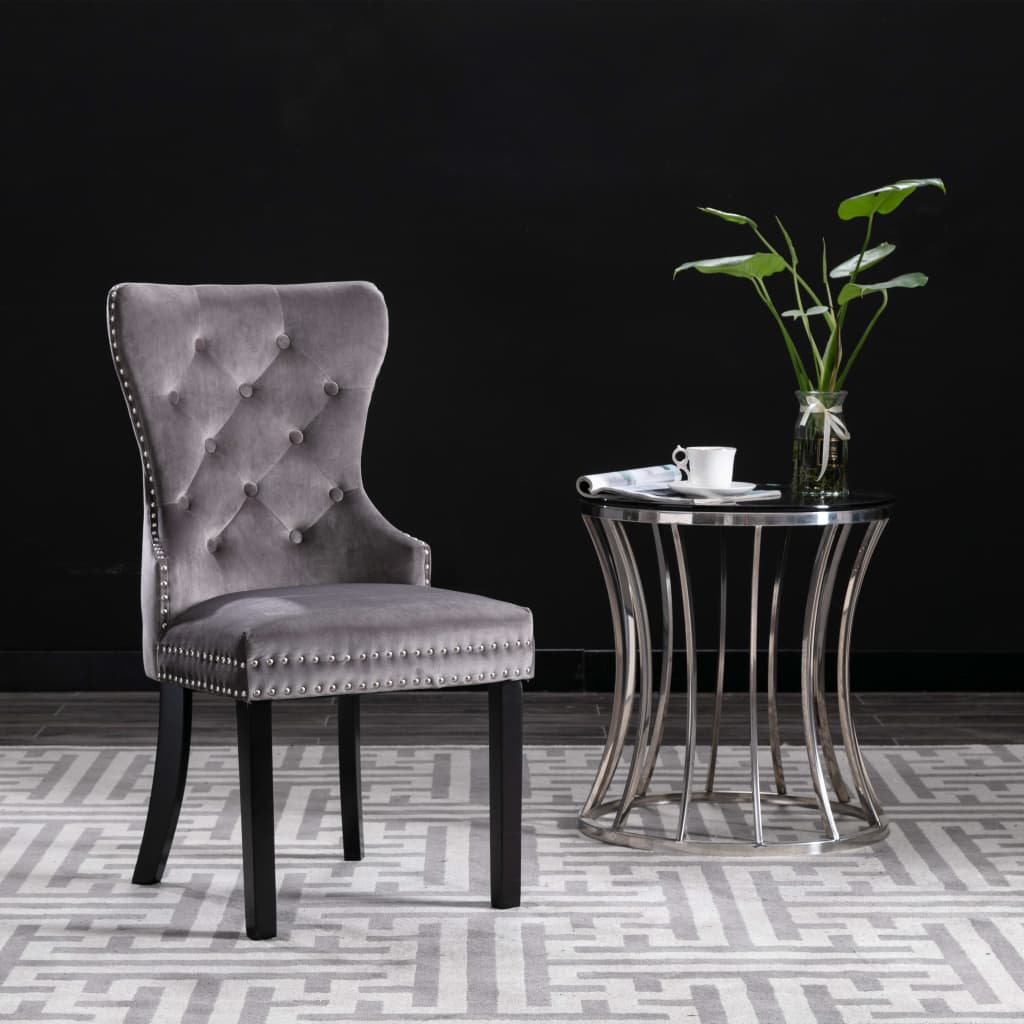 Dining Chairs 6 pcs Grey Velvet