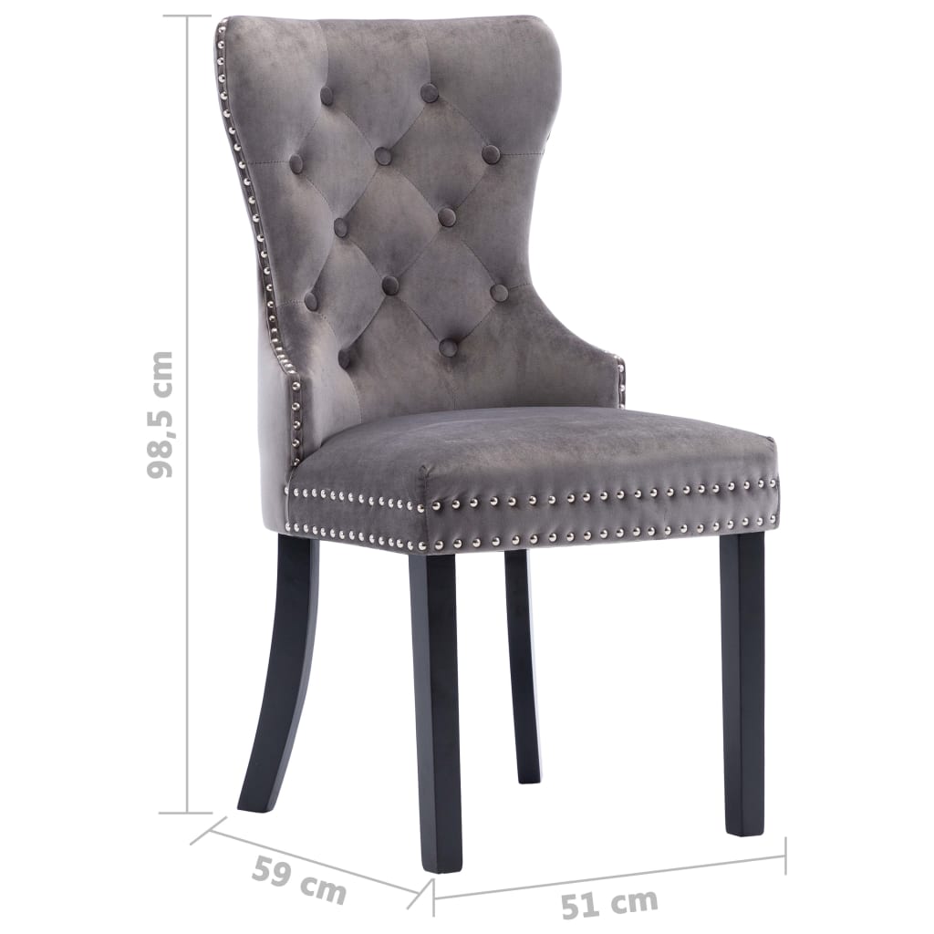 Dining Chairs 6 pcs Grey Velvet