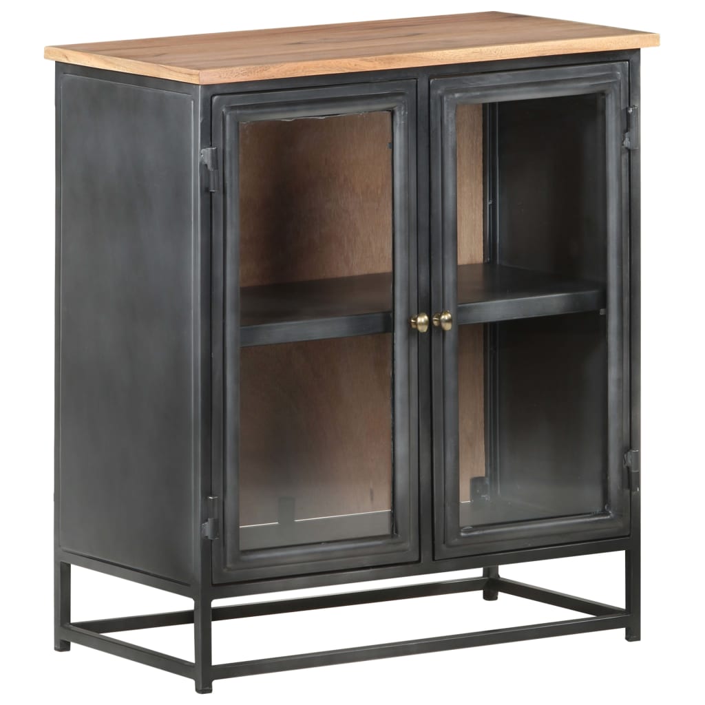 Sideboard Grey 60x35x70 cm Solid Acacia Wood and Steel