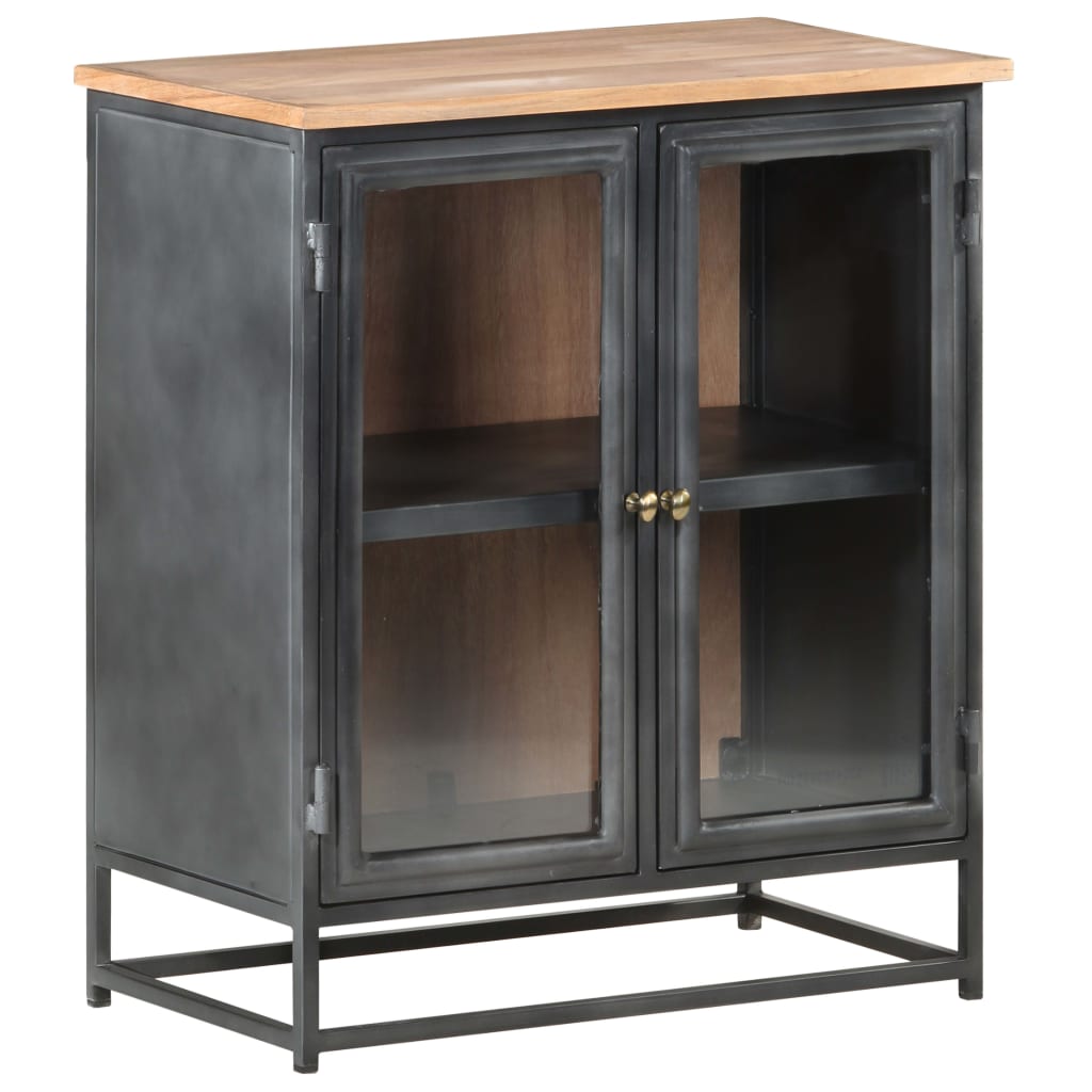 Sideboard Grey 60x35x70 cm Solid Acacia Wood and Steel