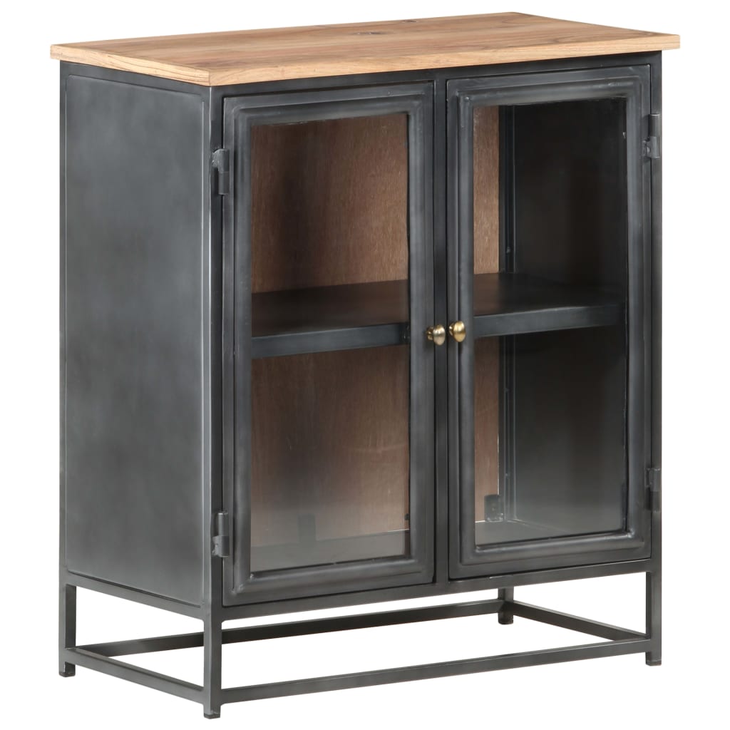 Sideboard Grey 60x35x70 cm Solid Acacia Wood and Steel