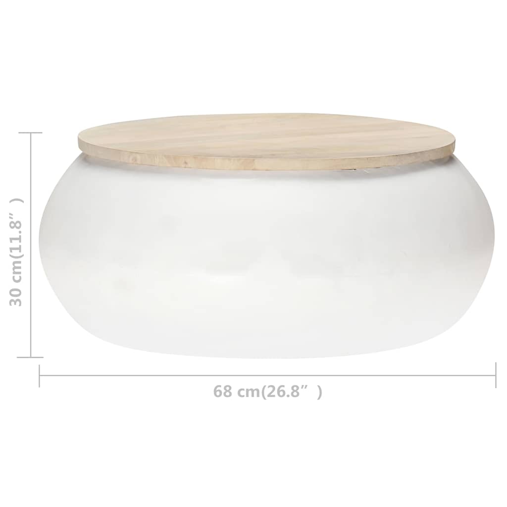 Coffee Table White 68x68x30 cm Solid Mango Wood