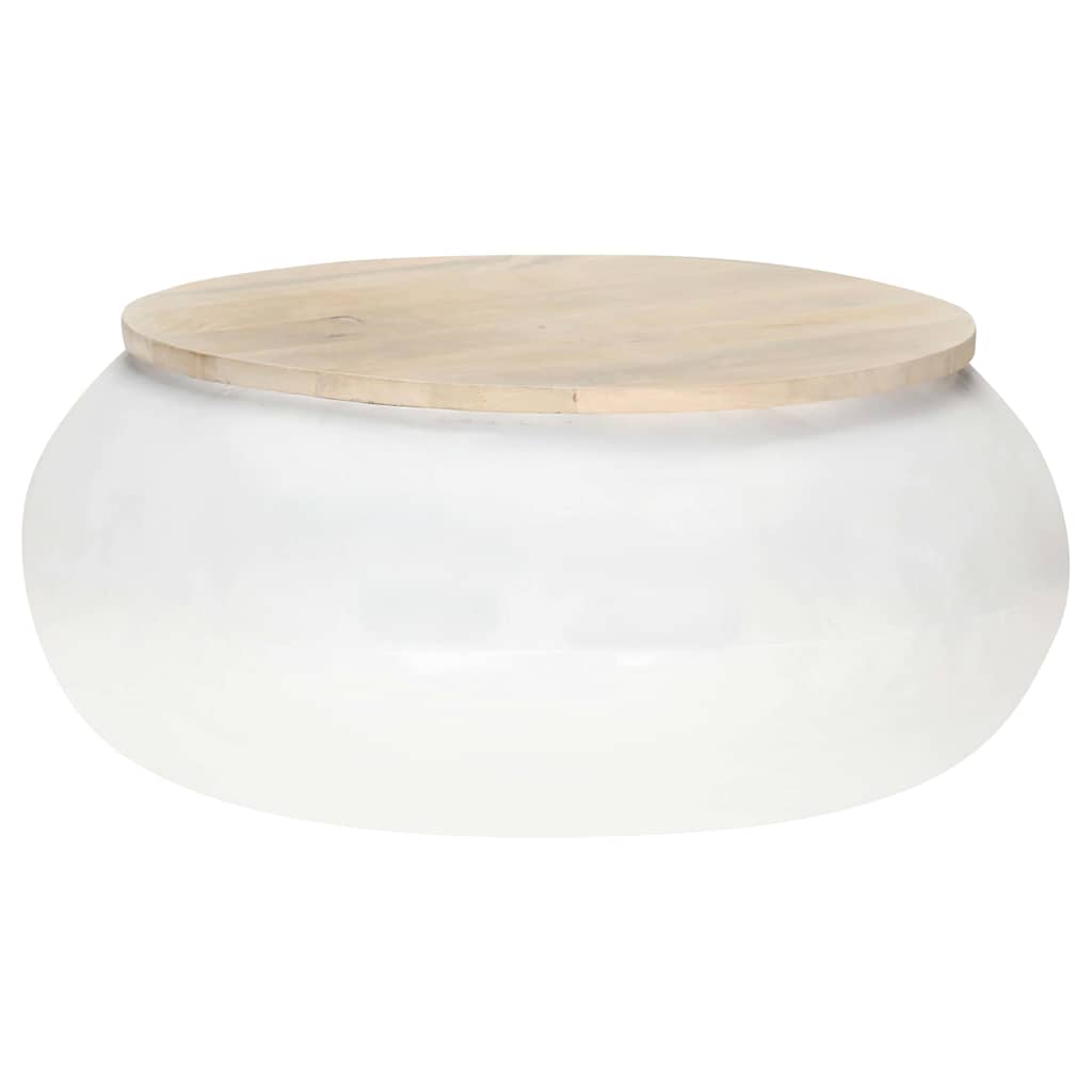 Coffee Table White 68x68x30 cm Solid Mango Wood