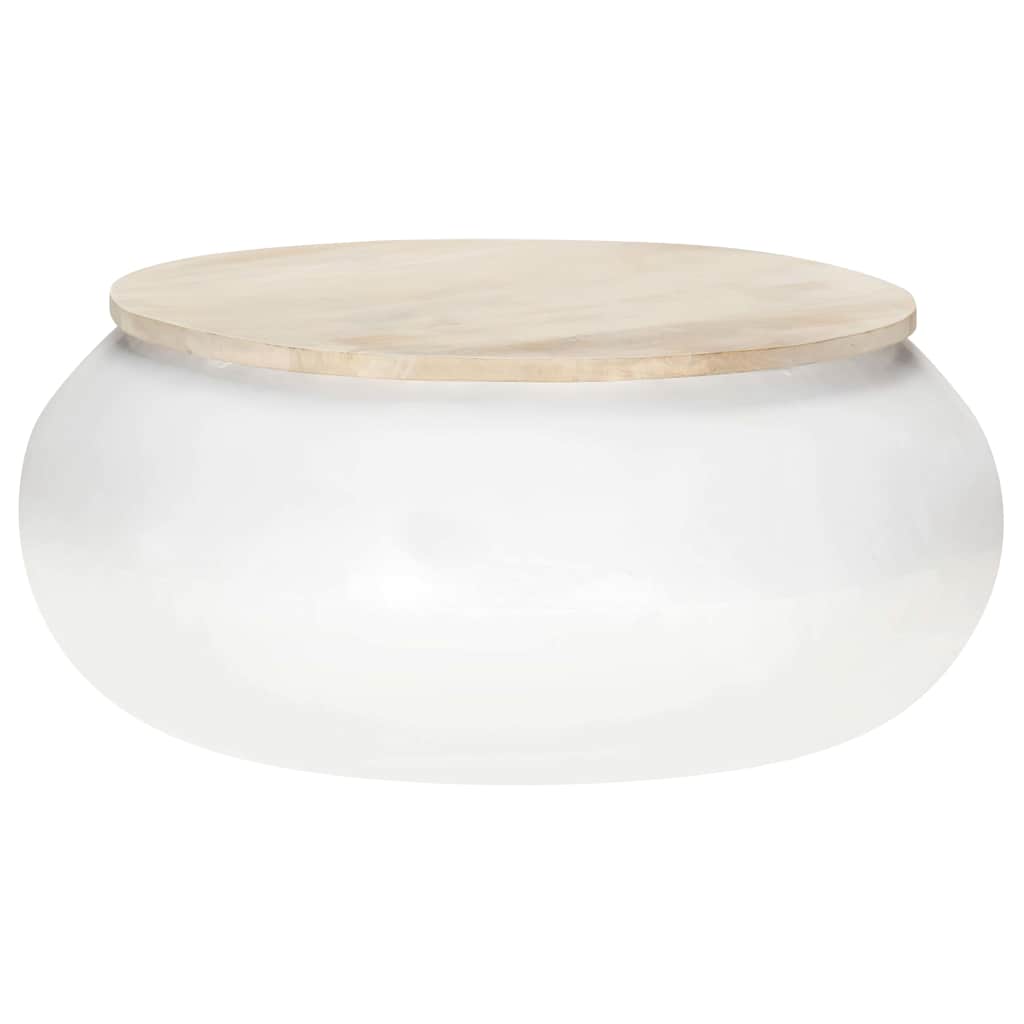 Coffee Table White 68x68x30 cm Solid Mango Wood