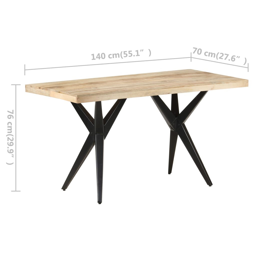 Dining Table 140x70x76 cm Rough Mango Wood