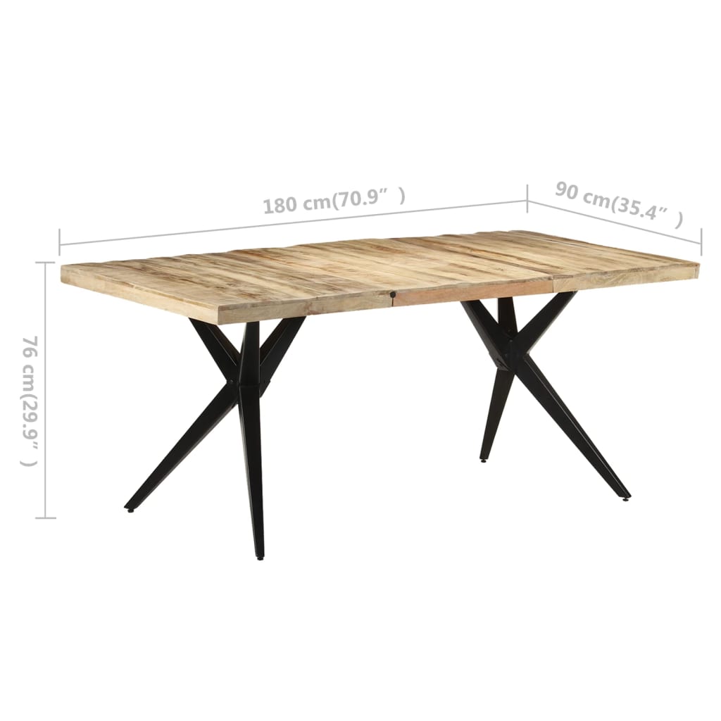 Dining Table 180x90x76 cm Rough Mango Wood
