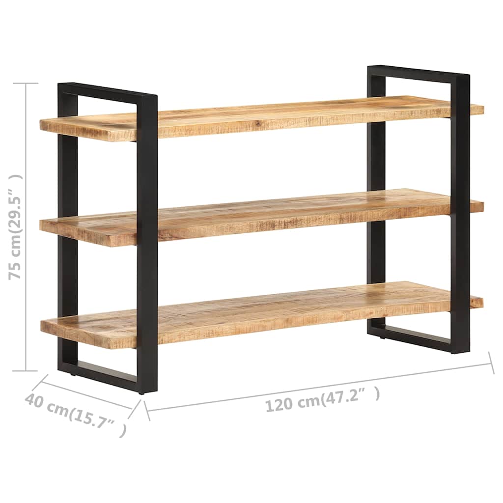 Sideboard with 3 Shelves 120x40x75 cm Rough Mango Wood