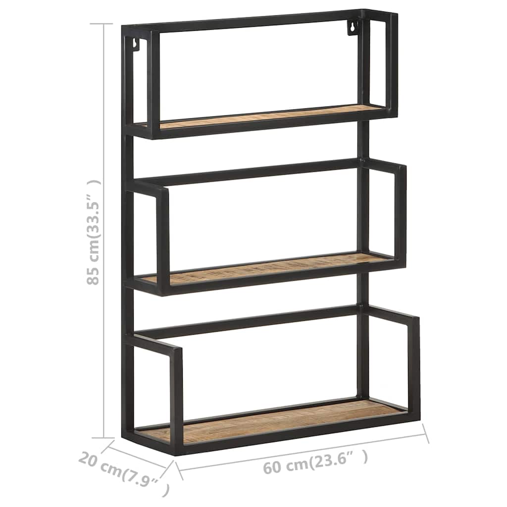 Wall Shelf 60x20x85 cm Rough Mango Wood
