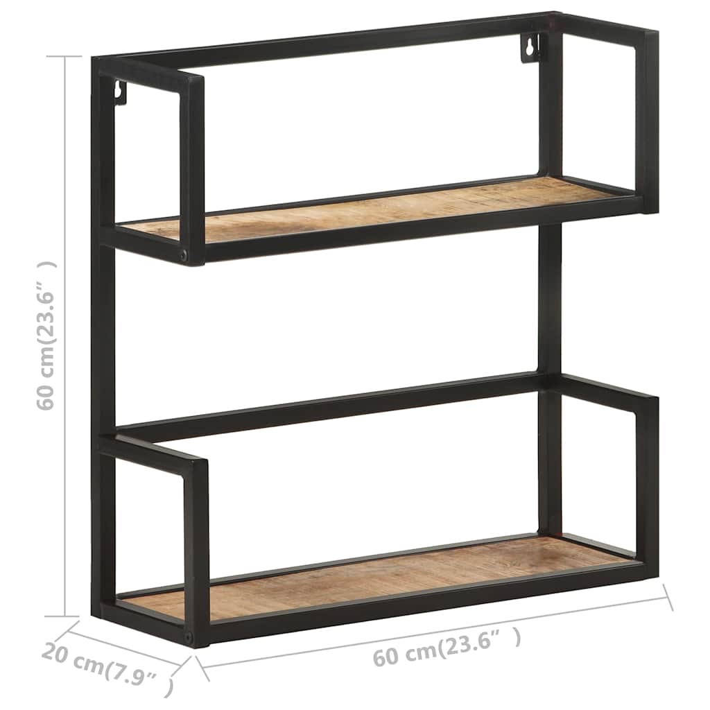 Wall Shelf 60x20x60 cm Rough Mango Wood