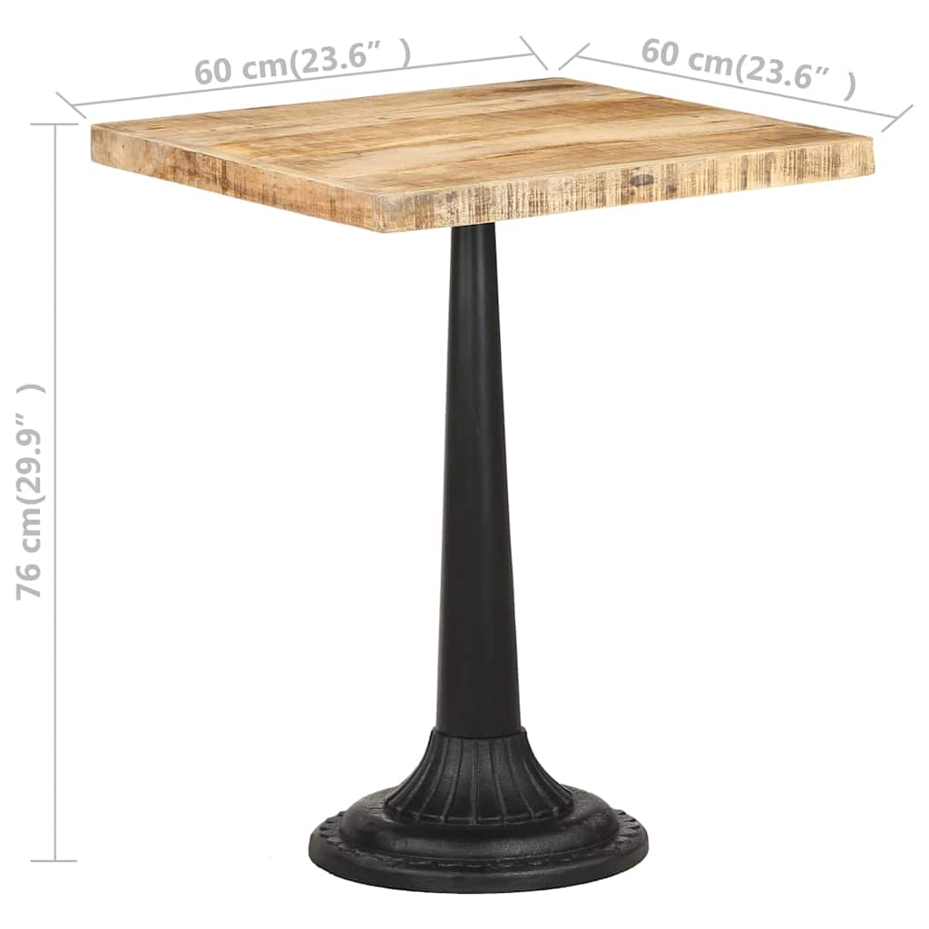Bistro Table 60x60x76 cm Rough Mango Wood