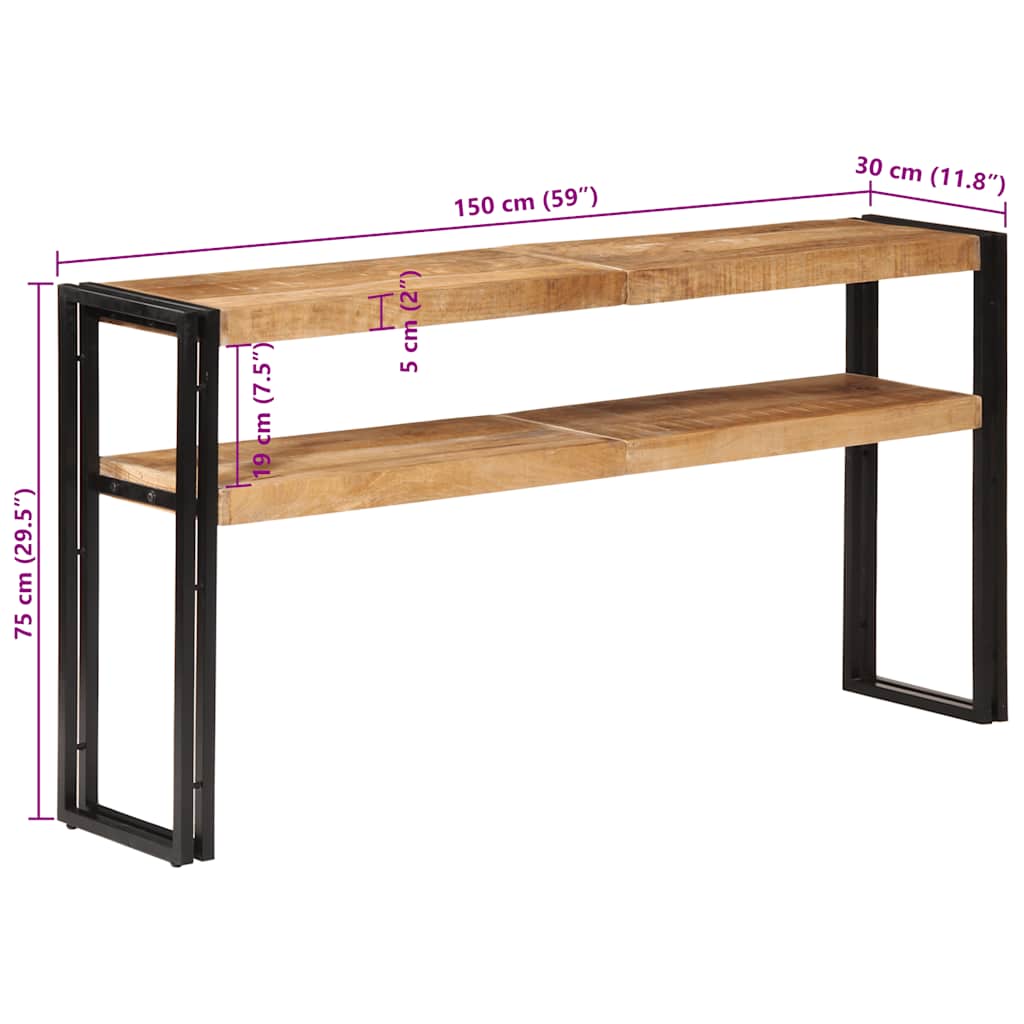 Console Table 150x30x75 cm Rough Mango Wood