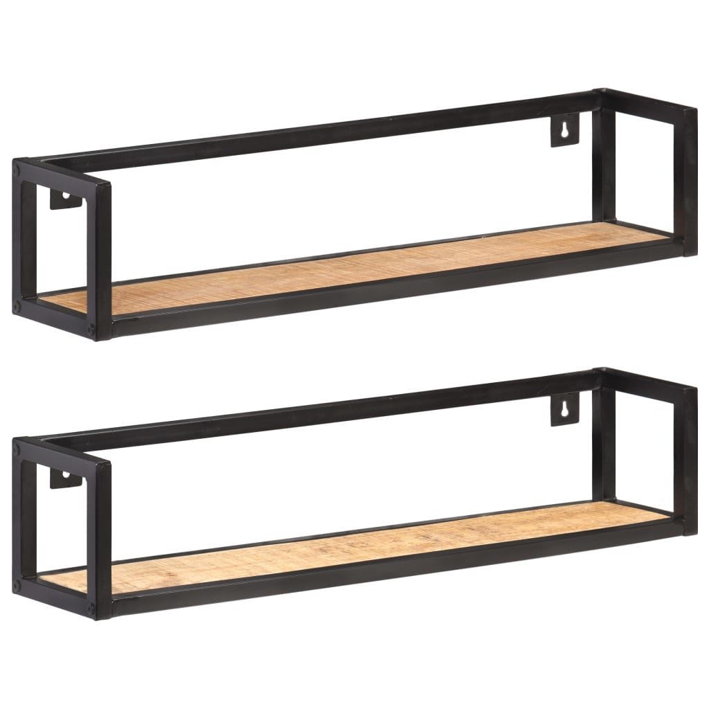 Wall Shelves 2 pcs 80 cm Rough Mango Wood