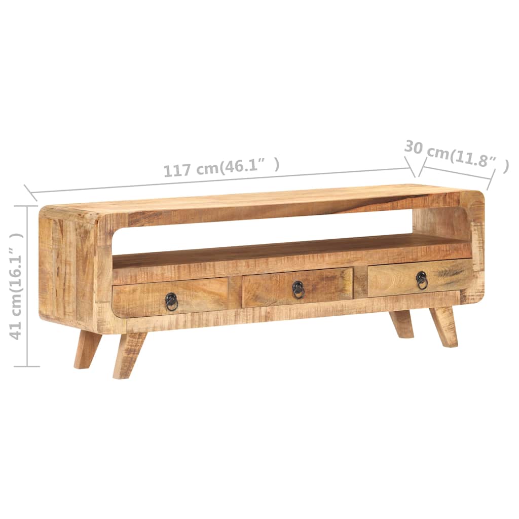 TV Cabinet 117x30x41 cm Solid Rough Mango Wood