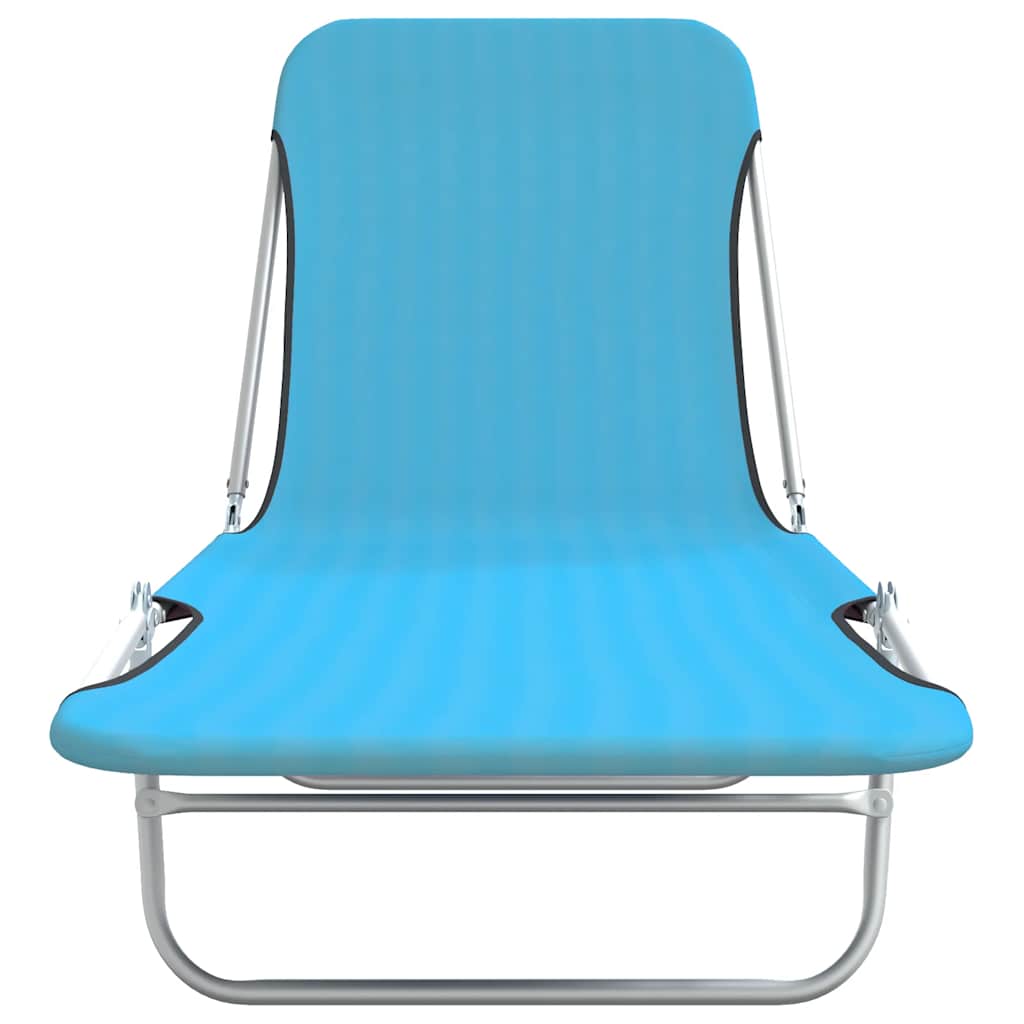 Folding Sun Loungers 2 pcs Steel and Fabric Blue