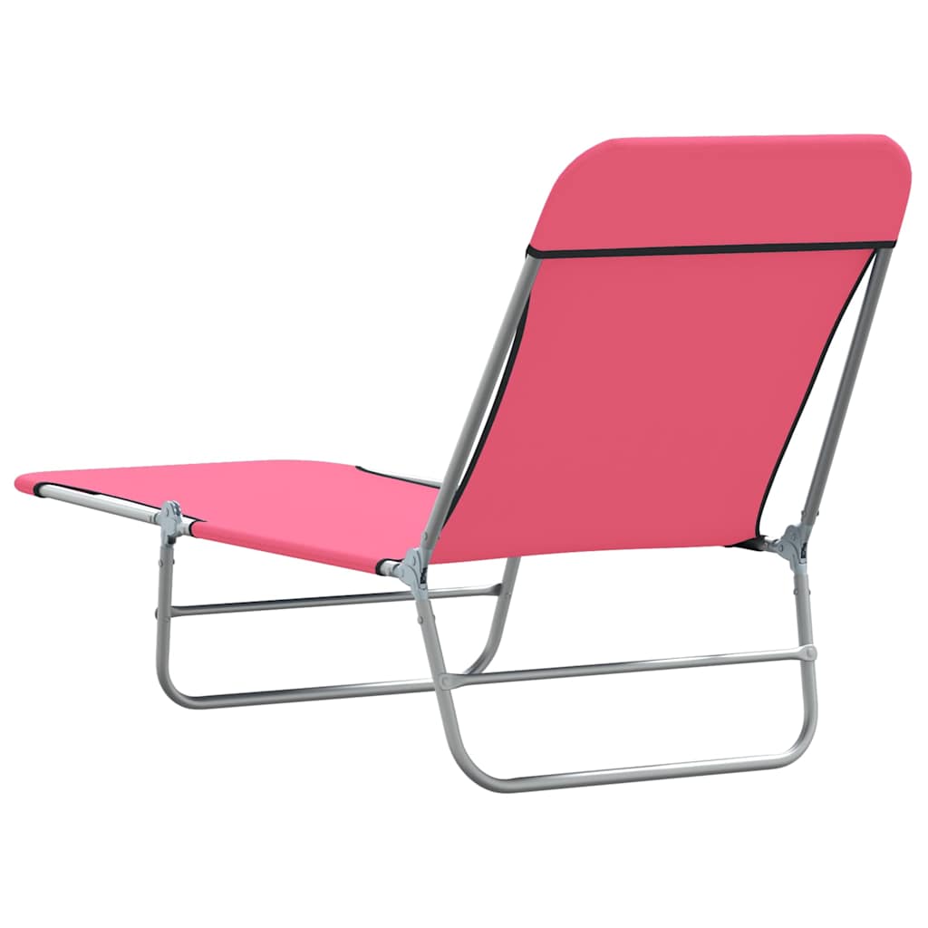 Folding Sun Loungers 2 pcs Steel and Fabric Pink