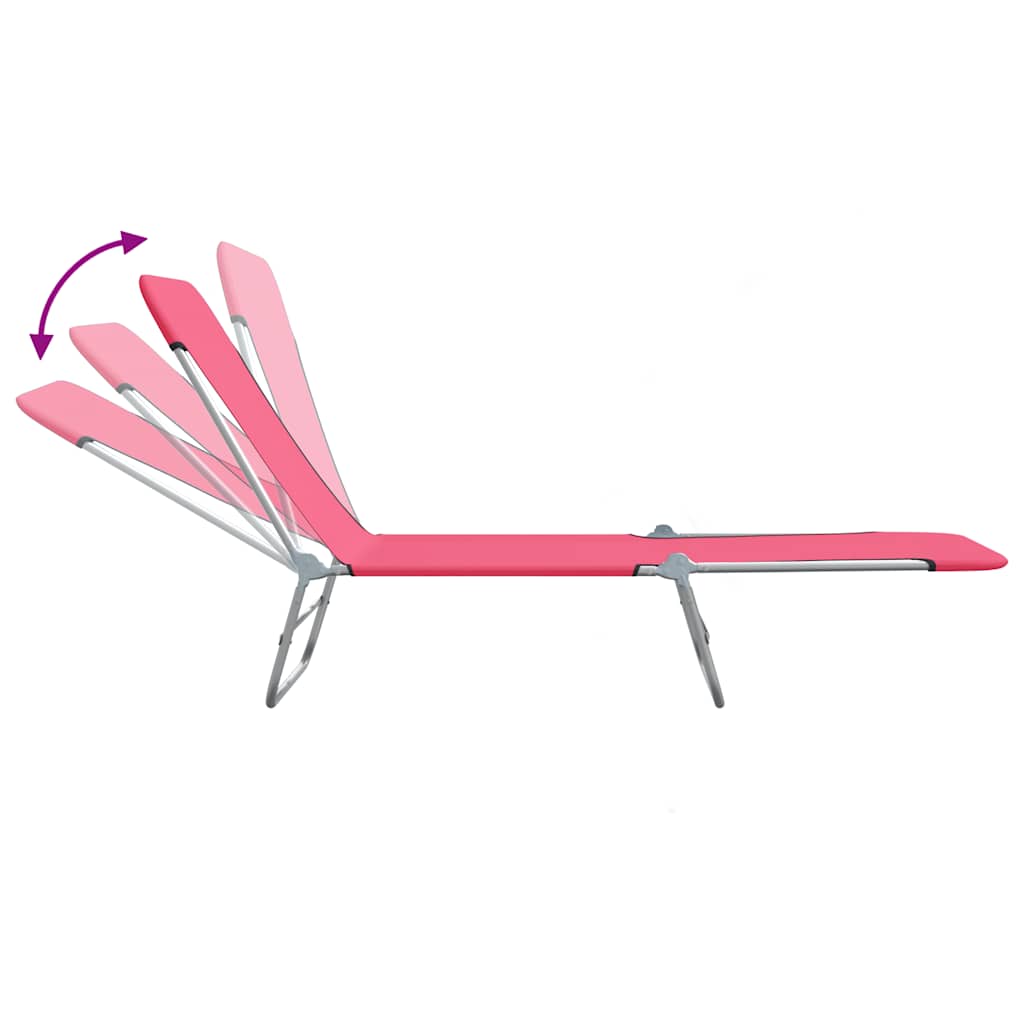 Folding Sun Loungers 2 pcs Steel and Fabric Pink
