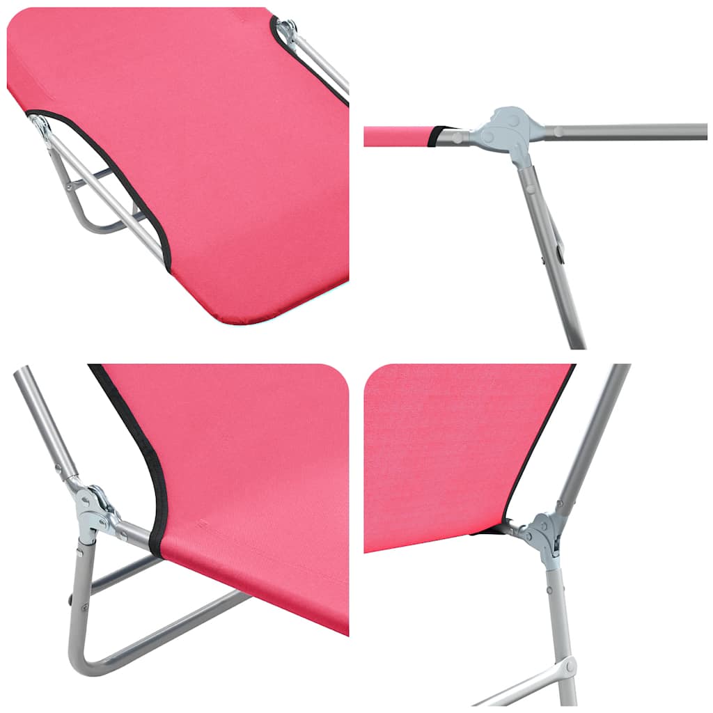 Folding Sun Loungers 2 pcs Steel and Fabric Pink