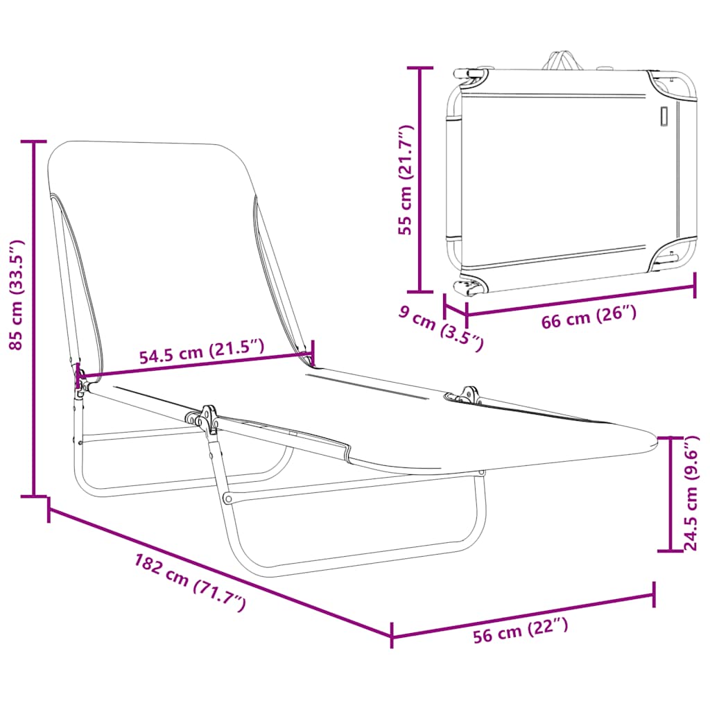 Folding Sun Loungers 2 pcs Steel and Fabric Pink