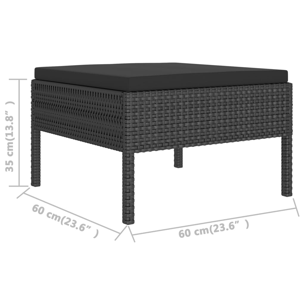 2 Piece Garden Lounge Set with Cushions Poly Rattan Black