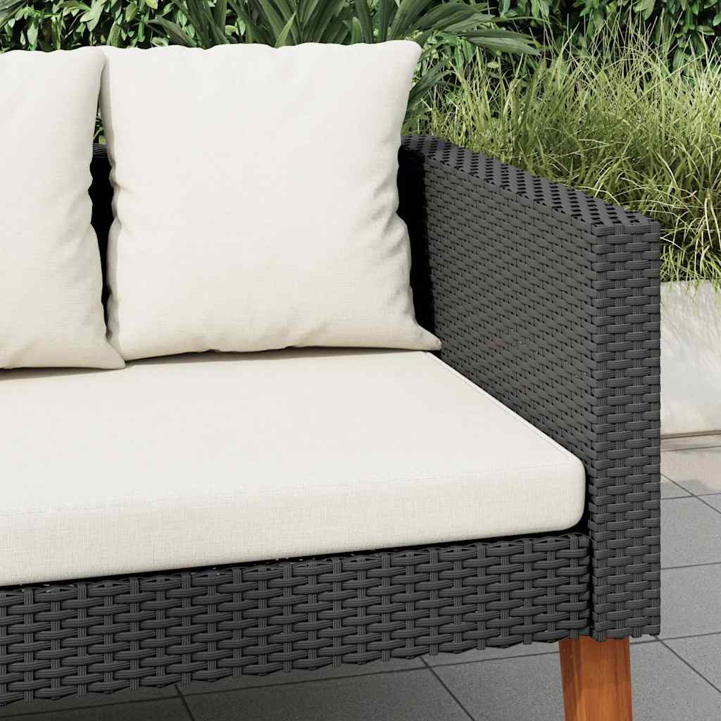 3-Seater Garden Sofa with Cushions Poly Rattan Black