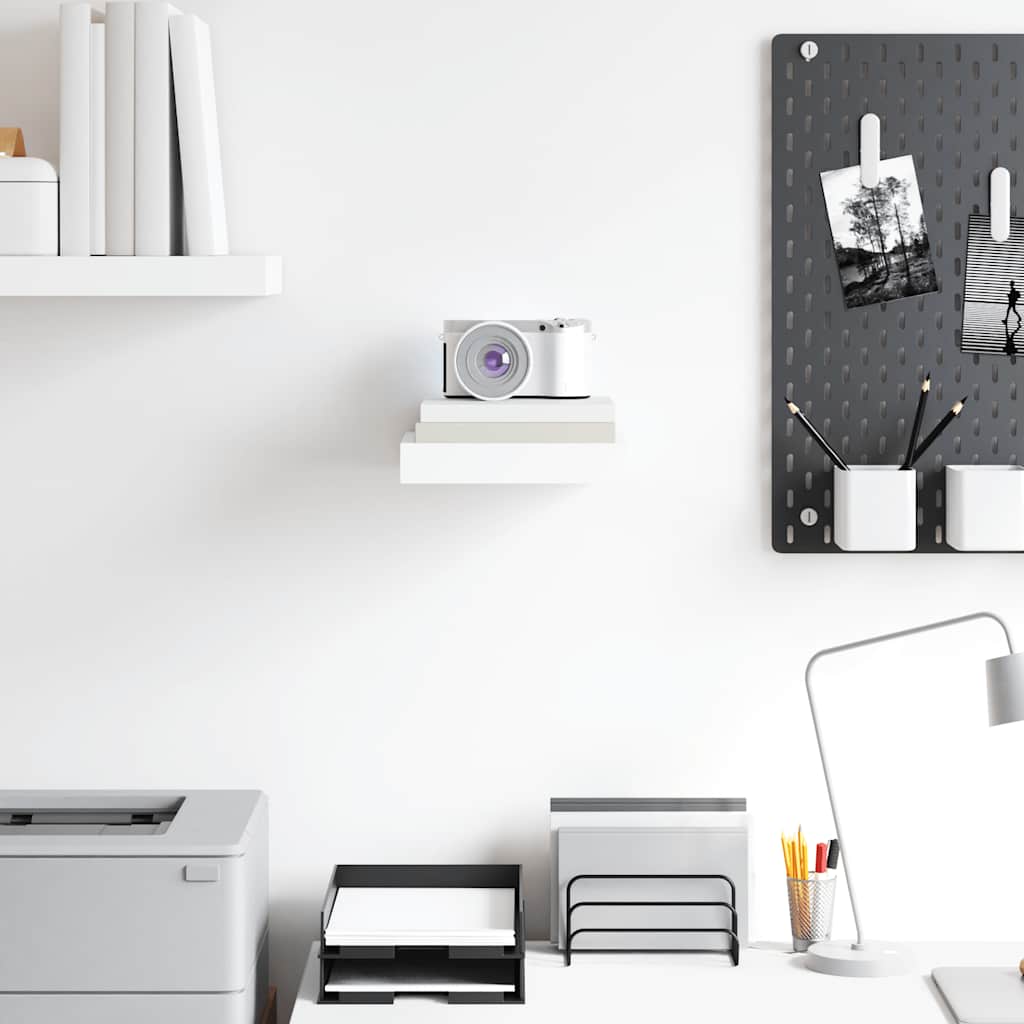 Floating Wall Shelf High Gloss White 23x23.5x3.8 cm MDF