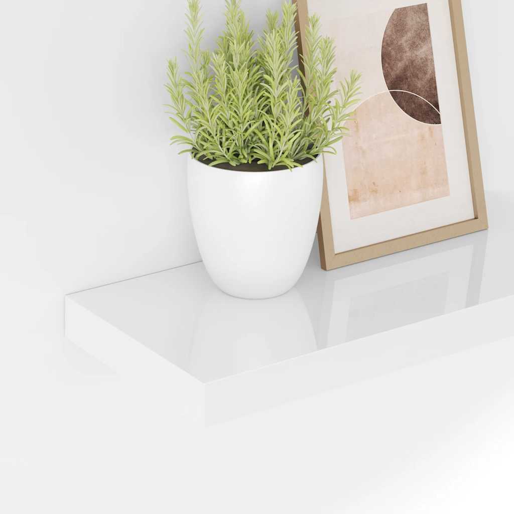 Floating Wall Shelf High Gloss White 40x23x3.8 cm MDF