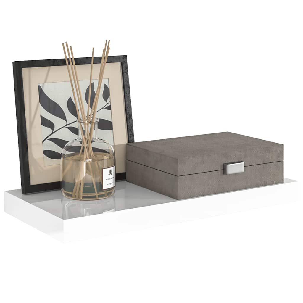 Floating Wall Shelf High Gloss White 50x23x3.8 cm MDF