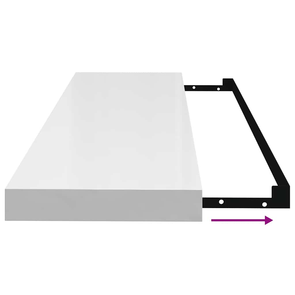 Floating Wall Shelves 2 pcs High Gloss White 90x23.5x3.8 cm MDF
