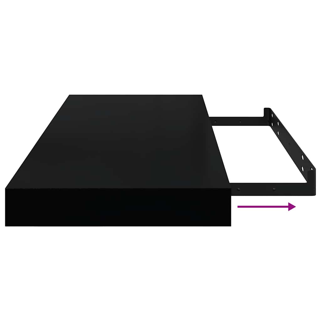 Floating Wall Shelves 4 pcs High Gloss Black 60x23.5x3.8 cm MDF