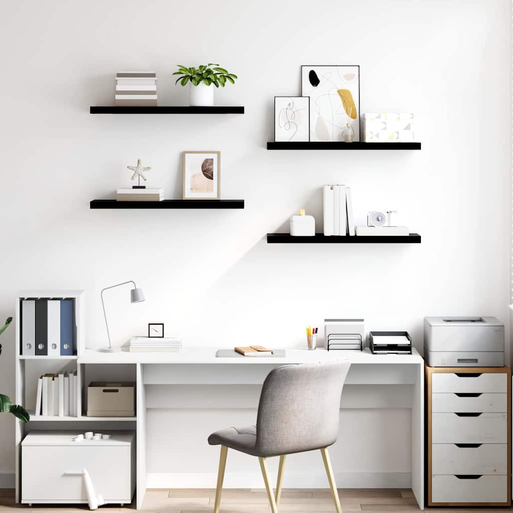 Floating Wall Shelves 4 pcs High Gloss Black 80x23.5x3.8 cm MDF