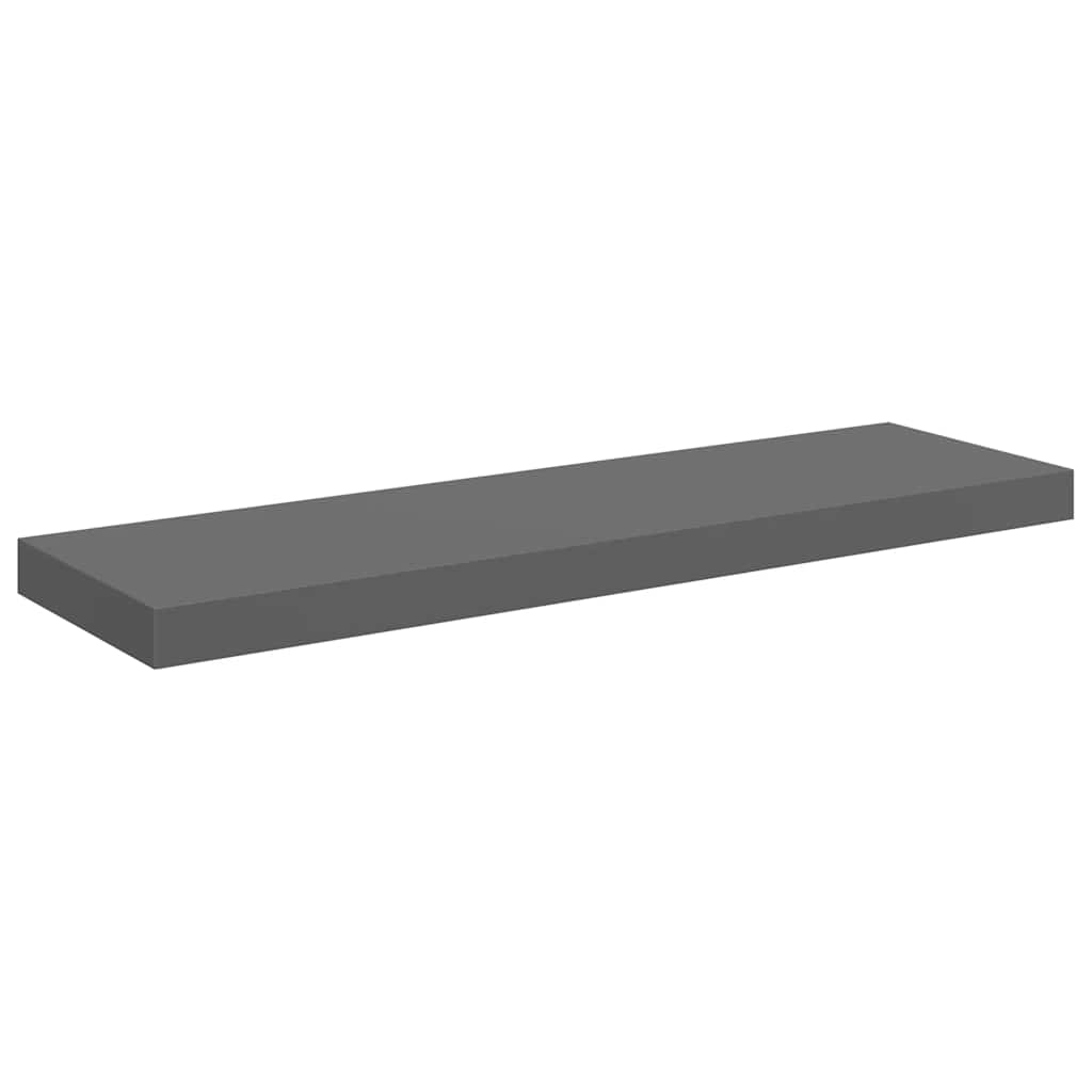 Floating Wall Shelves 2 pcs High Gloss Grey 80x23.5x3.8 cm MDF