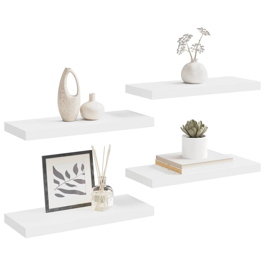 Floating Wall Shelves 4 pcs White 60x23.5x3.8 cm MDF
