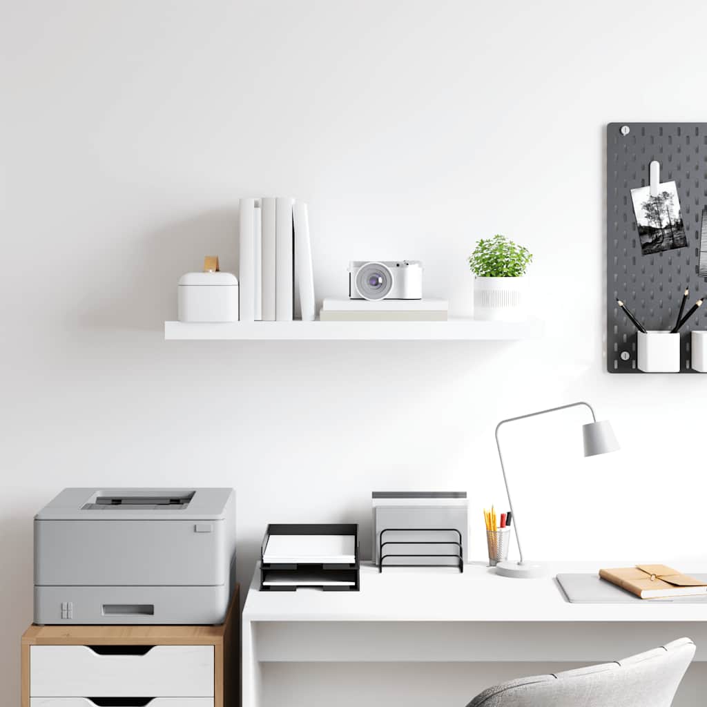 Floating Wall Shelf White 80x23.5x3.8 cm MDF