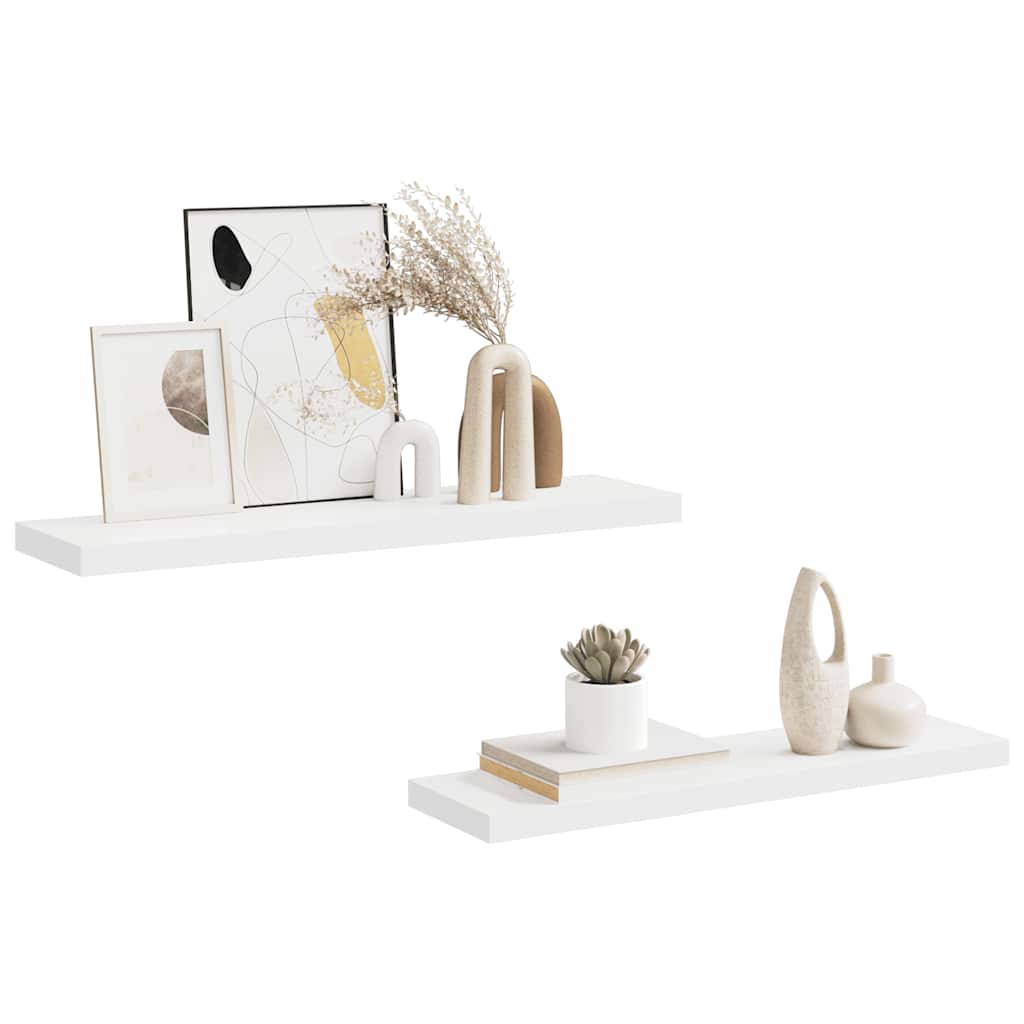 Floating Wall Shelves 2 pcs White 90x23.5x3.8 cm MDF