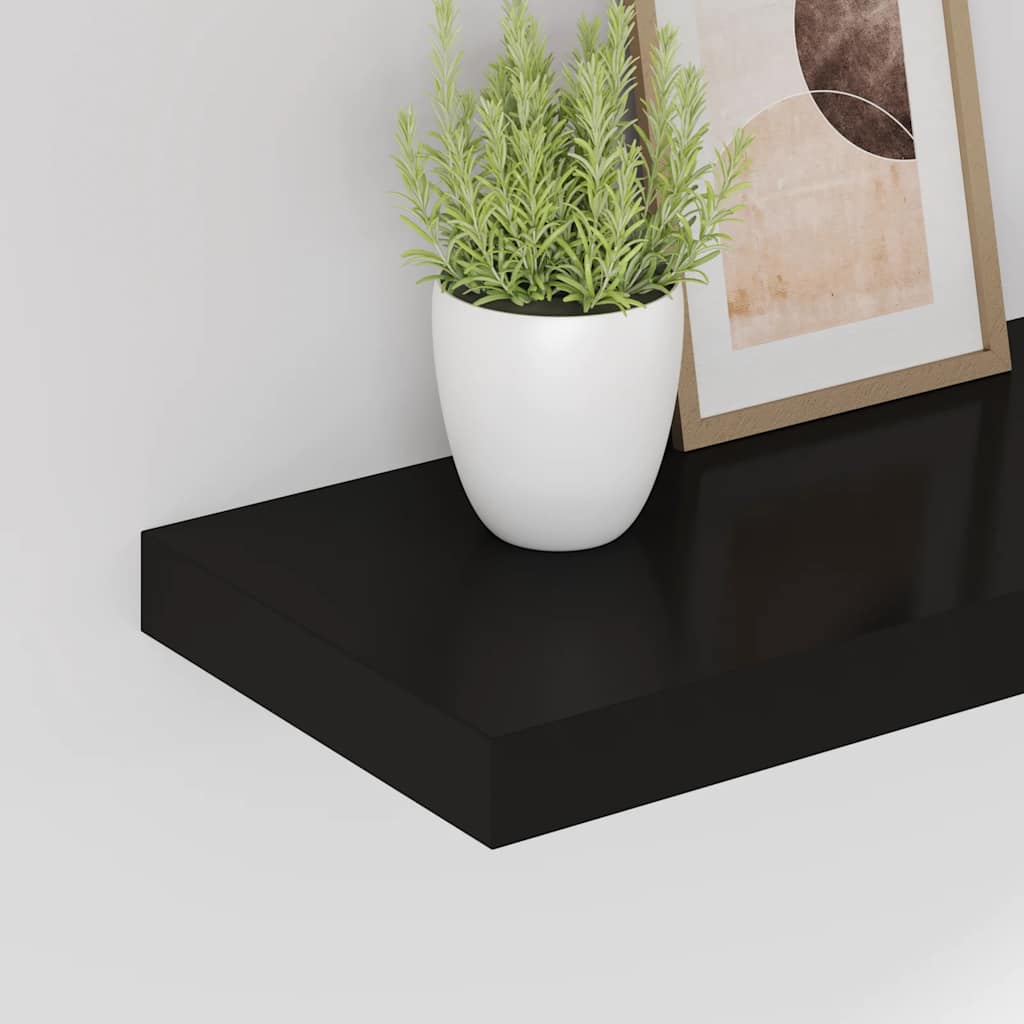 Floating Wall Shelf Black 50x23.5x3.8 cm MDF