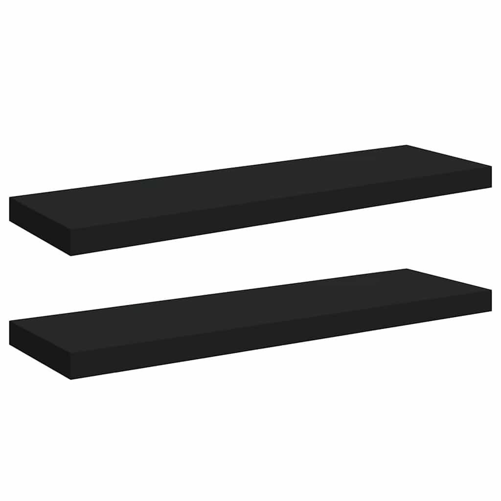 Floating Wall Shelves 2 pcs Black 80x23.5x3.8 cm MDF