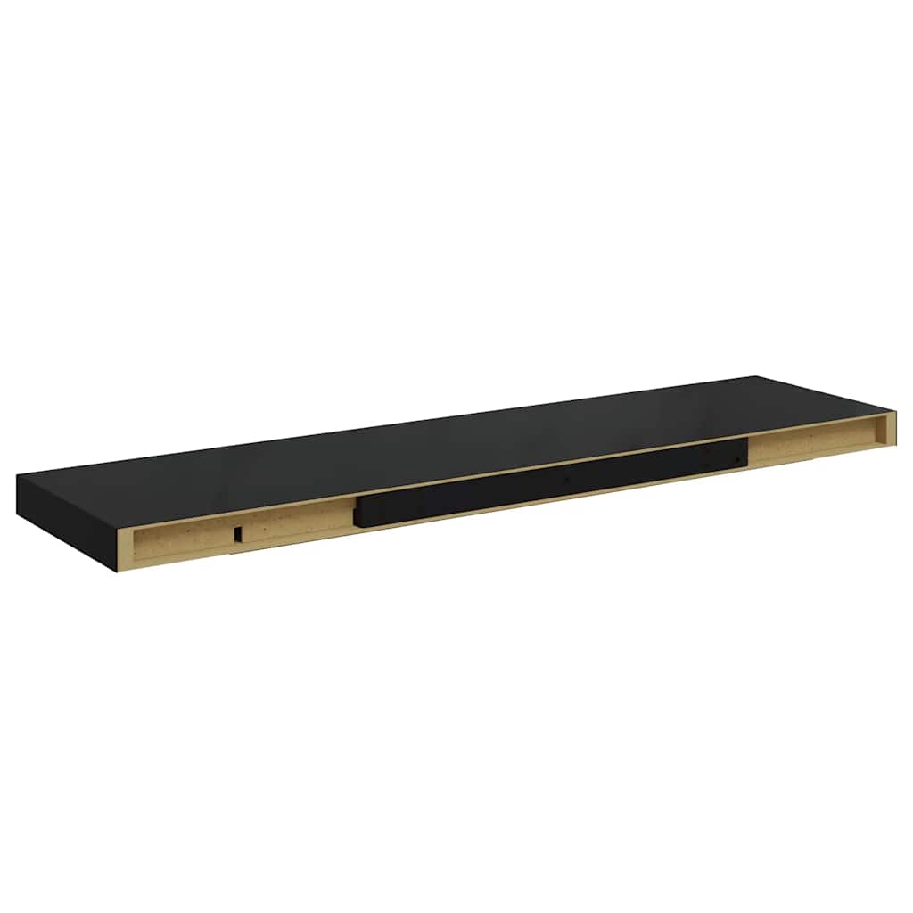 Floating Wall Shelf Black 90x23.5x3.8 cm MDF