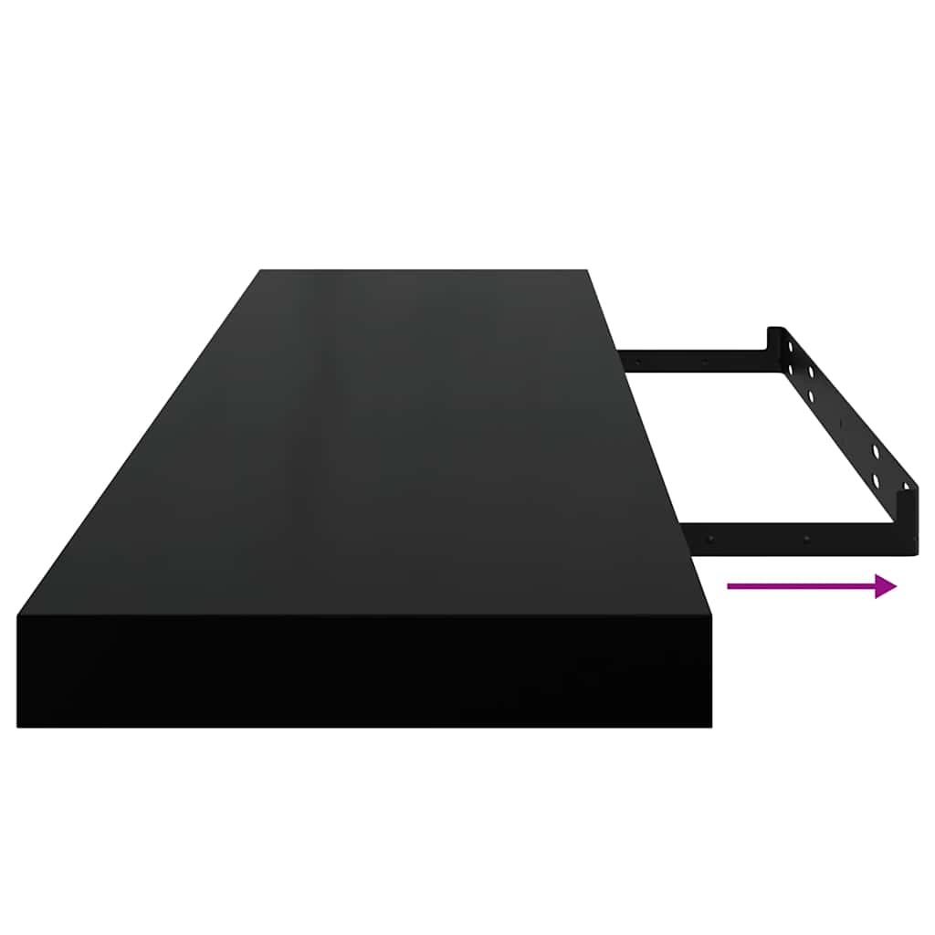 Floating Wall Shelf Black 90x23.5x3.8 cm MDF