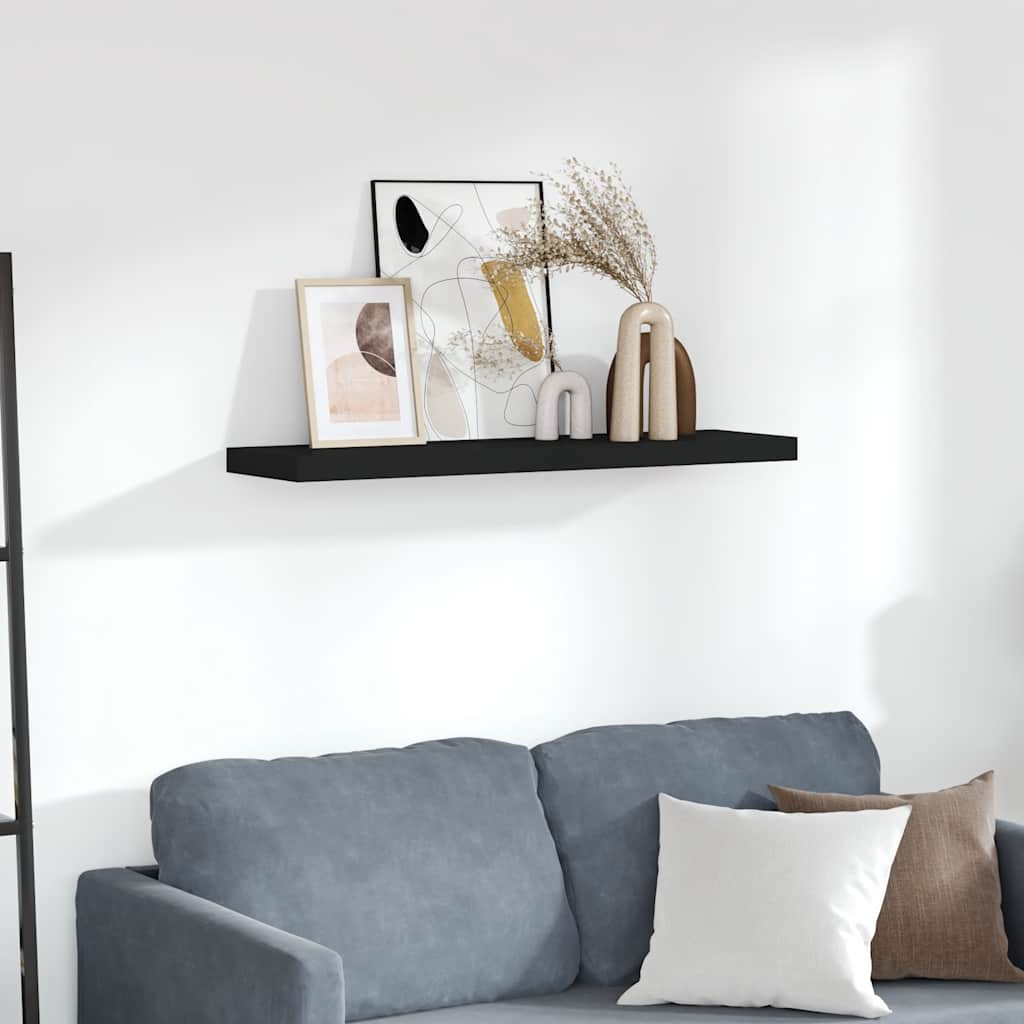 Floating Wall Shelf Black 90x23.5x3.8 cm MDF