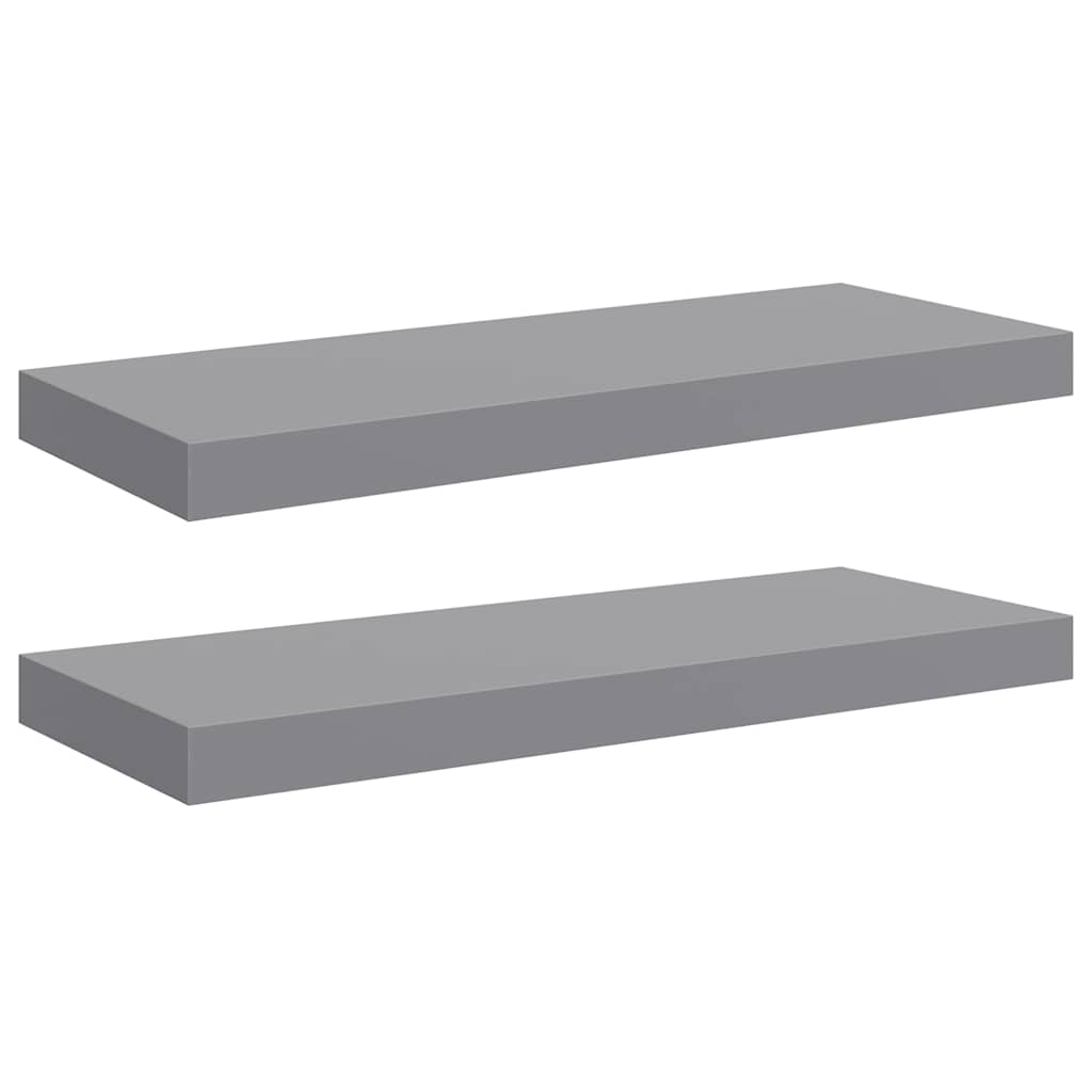 Floating Wall Shelves 2 pcs Grey 60x23.5x3.8 cm MDF