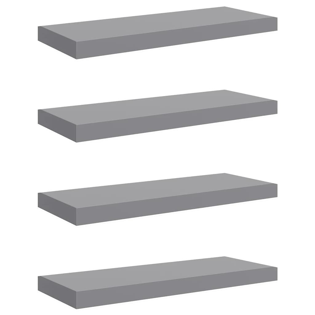 Floating Wall Shelves 4 pcs Grey 60x23.5x3.8 cm MDF