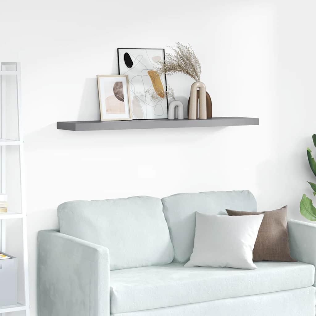 Floating Wall Shelf Grey 120x23.5x3.8 cm MDF