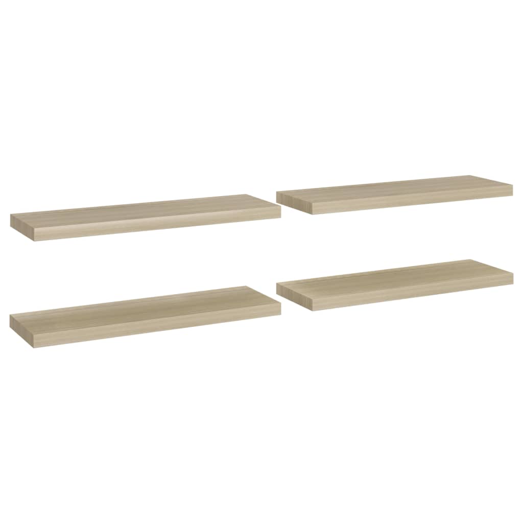 Floating Wall Shelves 4 pcs Oak 80x23.5x3.8 cm MDF