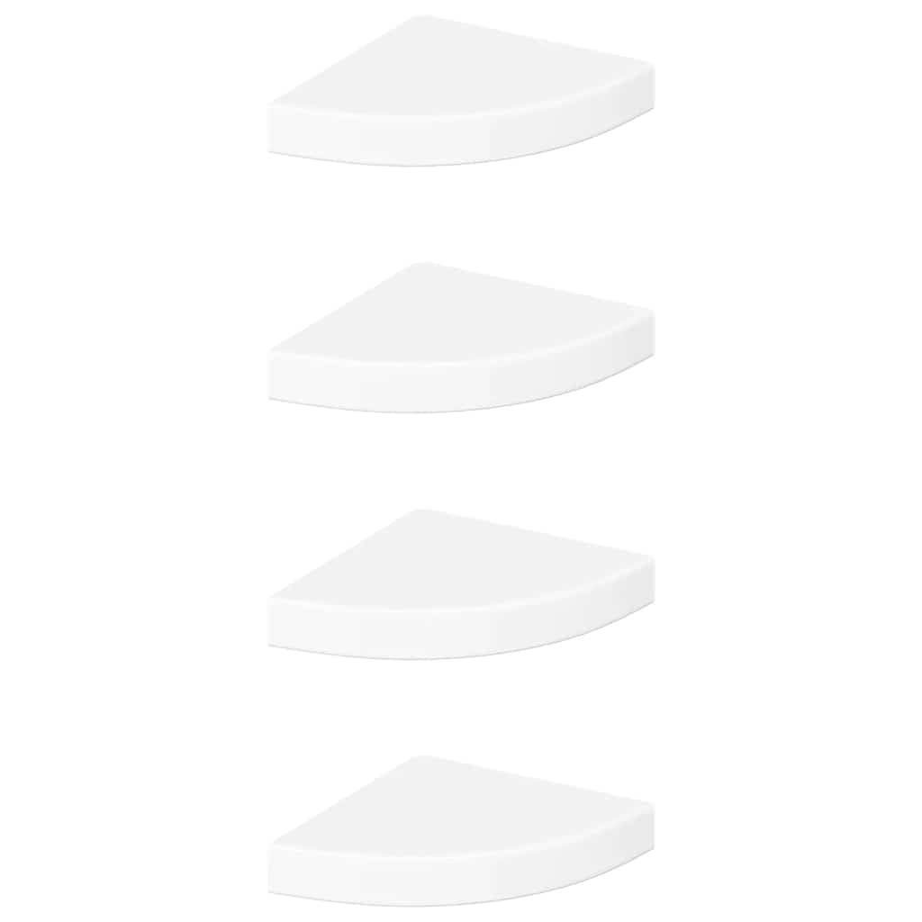 Floating Corner Shelves 4 pcs High Gloss White 25x25x3.8 cm MDF
