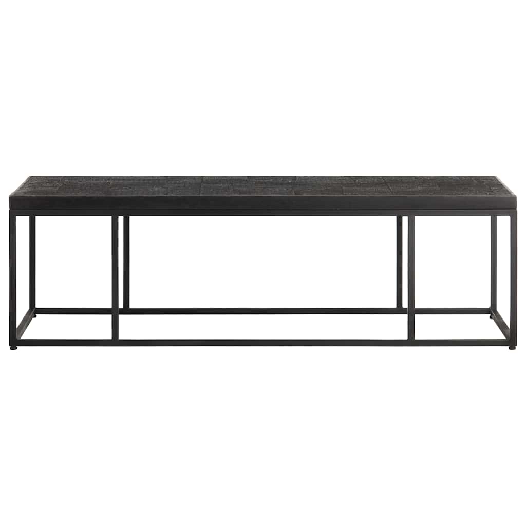 Coffee Table Carved Top Black 110x60x34 cm Solid Mango Wood