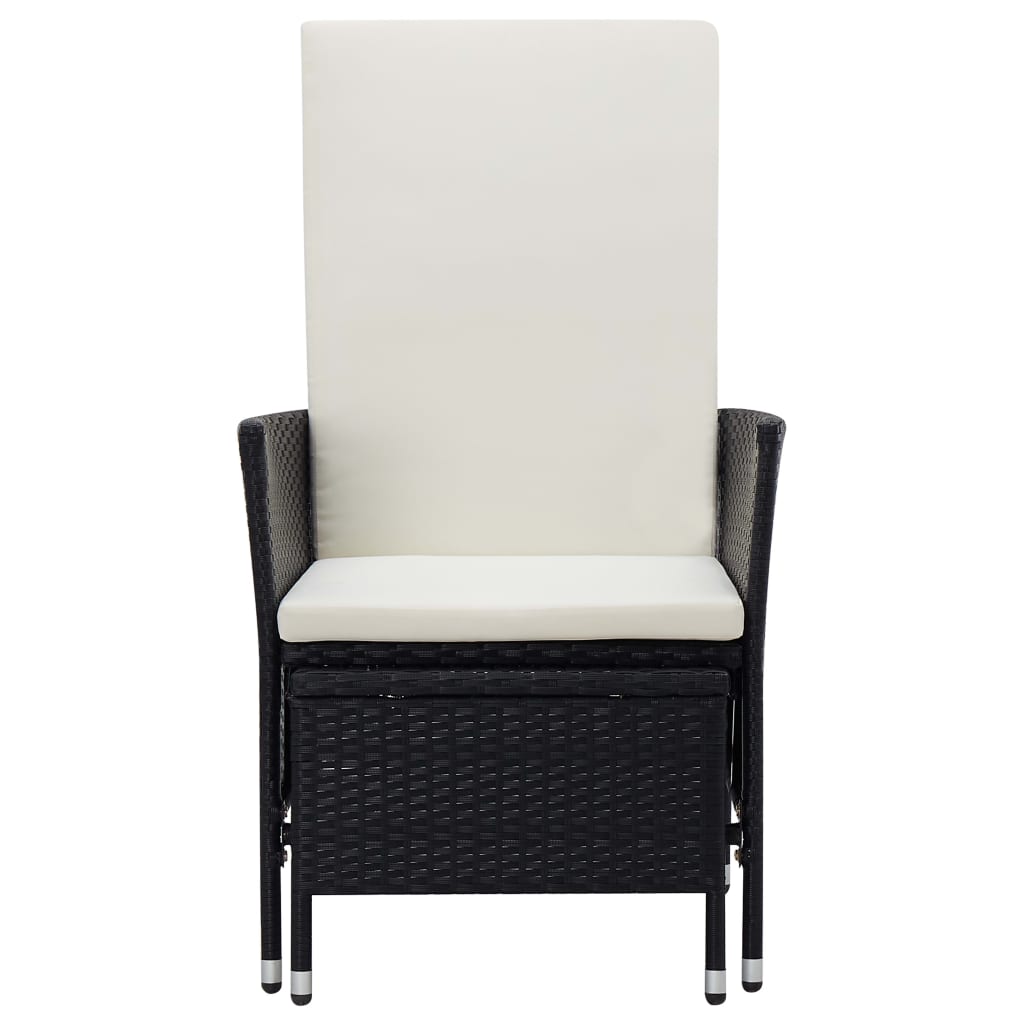 2 Piece Garden Lounge Set with Cushions Poly Rattan Black