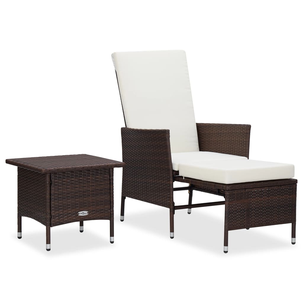 2 Piece Garden Lounge Set with Cushions Poly Rattan Brown