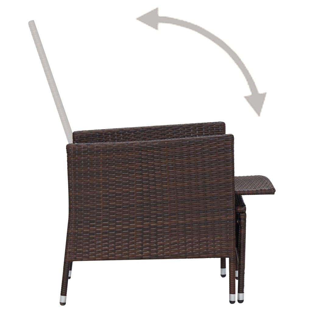 2 Piece Garden Lounge Set with Cushions Poly Rattan Brown